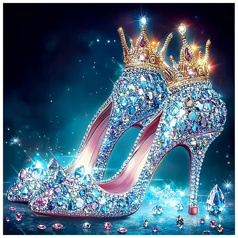 HUACAN Diamantmalerei Krone und High Heels Motiv als kreatives Mosaik-Set mit Harz-Quadratbohrern in Multicolour, B/H: 20 x 20 cm - Bild 4