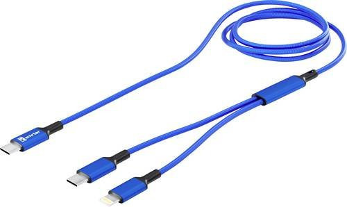 Smrter USB-C auf Apple Lightning Y-Kabel in Blau mit Aluminium-Stecker und Stoff-Ummantelung, Länge: 120 cm, mit OTG-Funktion - Bild 1