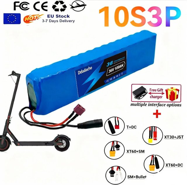 FIIDO 18650 Lithium-Ionen-Akkupack 36V 100Ah 10s3p in Blau für D1 D2 D2S D4S Faltbare Elektro-Mopeds und Citybikes - Bild 1