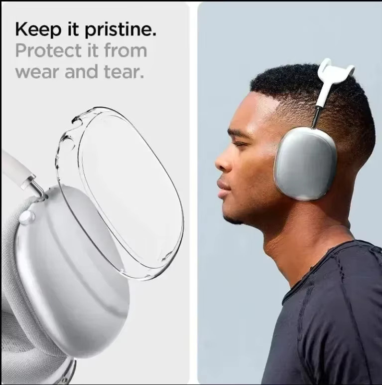 3-in-1 Stoßfeste TPU-Schutzhülle für Apple AirPods Max, Ersatzabdeckung in Schwarz - Bild 3