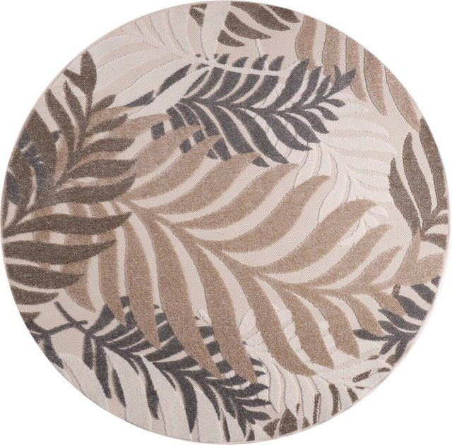 Sanat Outdoorteppich FLORAL rund in Creme/Beige Durchmesser: 200 cm - Bild 1