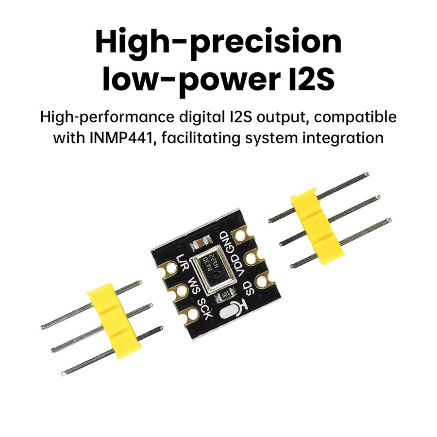 INMP441 Omnidirektionales MEMS-Mikrofonmodul mit 24-Bit-Hochpräzision und I2S-Digitalausgang in Schwarz - Bild 2