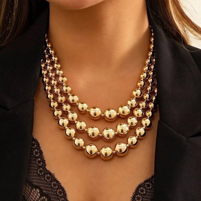 PuRui Halskette, Kunststoff, Perle, Vintage, Damen, Gold - Bild 1