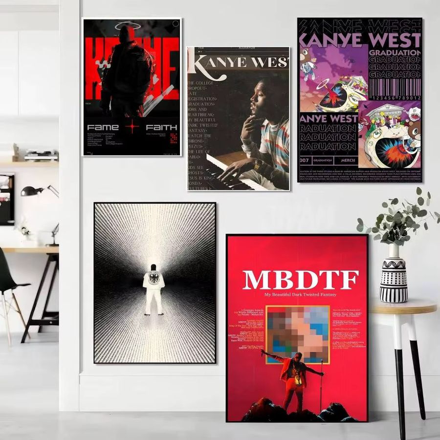 Kanye West Hip Hop Rapper Wanddekor Selbstklebender Wasserfester Papier Aufkleber für dein Zuhause - Bild 2