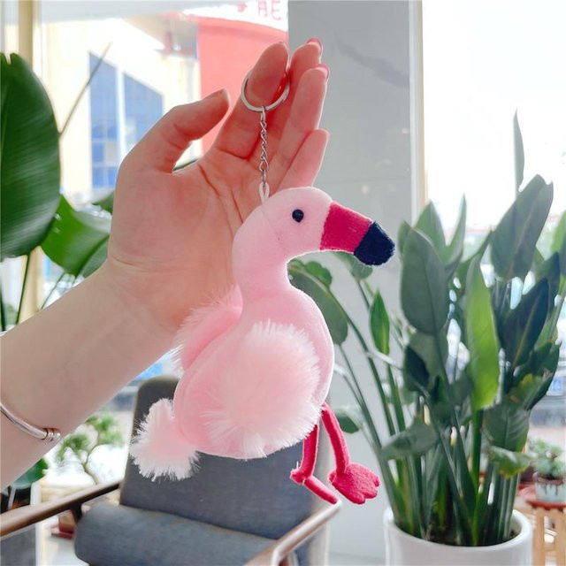 Linyi toy Flamingo Plüsch Schlüsselanhänger, 4-teiliges Set, grau - Bild 1