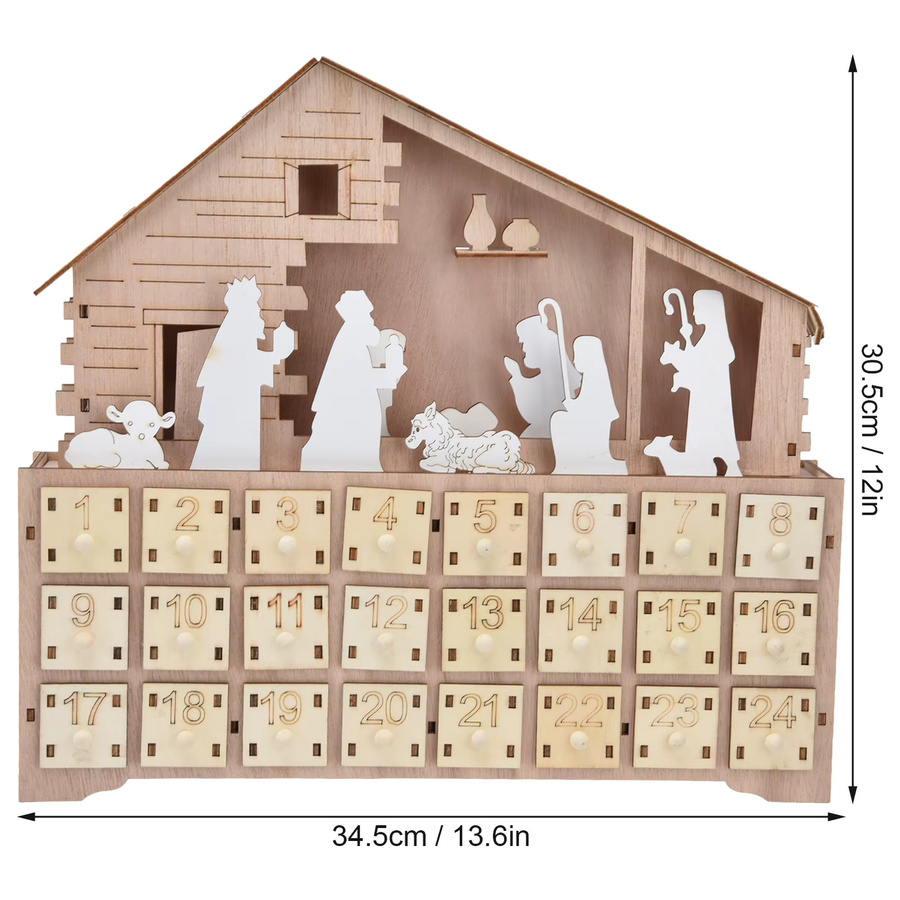 LED-Lichtkalender aus Holz in Braun als rustikaler Weihnachts-Adventskalender für deinen Schreibtisch - Bild 6
