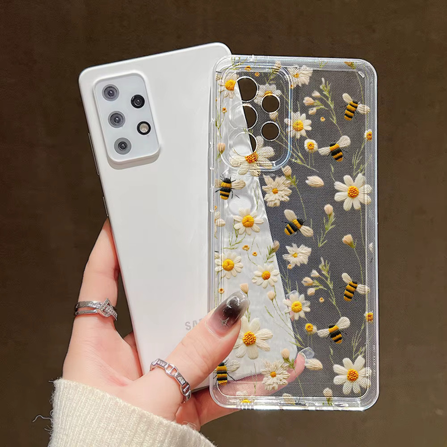 Transparente Silikon Handyhülle mit Bienenblumen-Design für Samsung Galaxy S25 Ultra S24 Ultra S25 S24 S23 FE S22 S21 Plus S20 FE - Bild 3