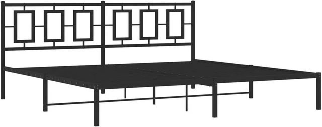 vidaXL Bettgestell aus Metall mit Kopfteil in Schwarz, B/T/H: 193 x 203 x 91 cm - Bild 1