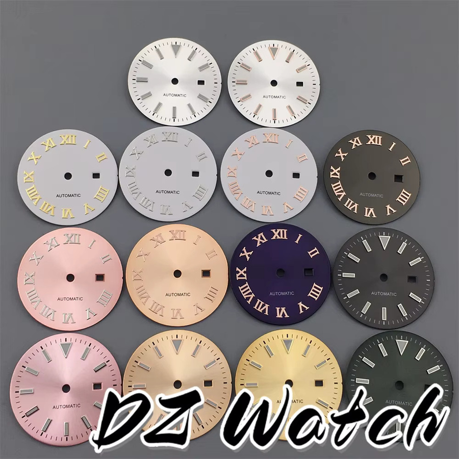DZ Uhrenzifferblatt und Zeiger Set, Damen, Weiß Grün Rosa Lila, Roségold, 24,5 mm - Bild 1