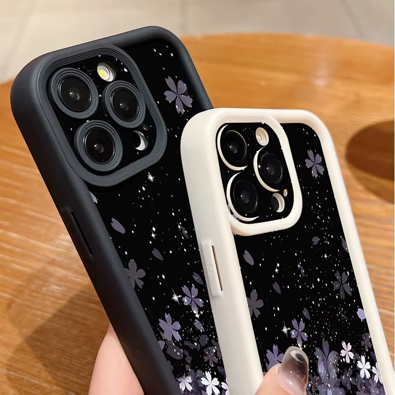 MOESOE Handyhülle mit lila Kirschblüten-Design aus Soft TPU Silikon für iPhone 17 16 15 14 13 12 Pro Max Plus und 16e 17 Air - Bild 2