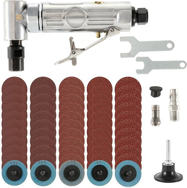 Dreamburgh Mini 1/4 Luftwinkelschleifer 90 Grad Pneumatischer Schleifpolierer und Graviermaschine mit Schleifscheiben-Set - Bild 1