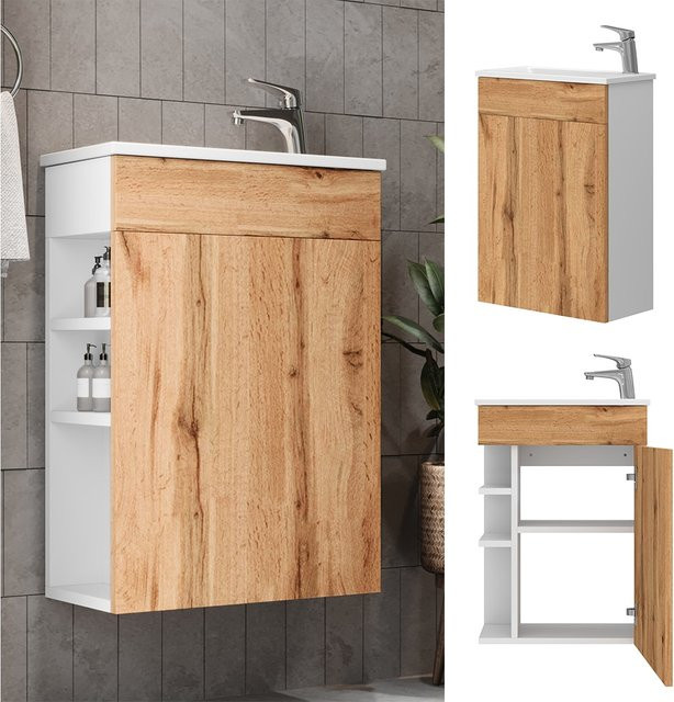Vicco Badmöbel-Set Amadeo Eiche 2-teilig mit Waschbecken und Waschtischunterschrank - Bild 1