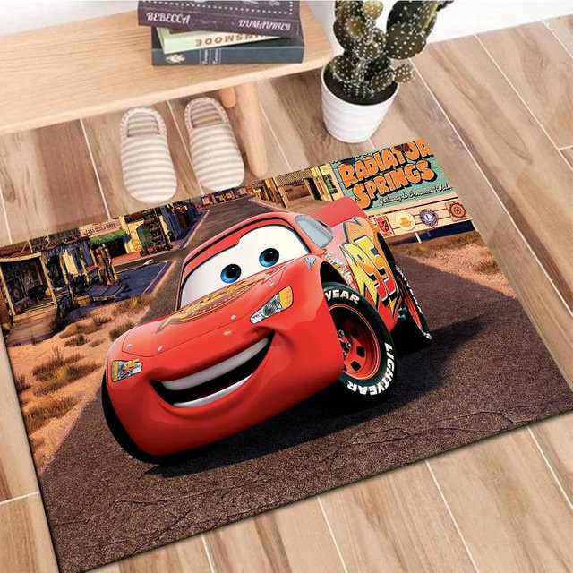 Lightning McQueen Teppich von LjqEight, rutschfeste Spielmatte für Kinderzimmer und Wohnzimmer, mehrfarbig, B: 60 cm, T: 90 cm - Bild 1