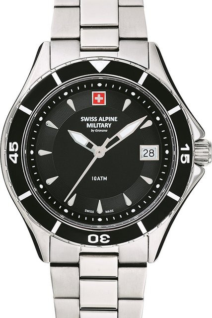 Swiss Alpine Military Damenuhr, Quarz, Edelstahl, Schwarz, 36 mm, 10 ATM - Bild 1
