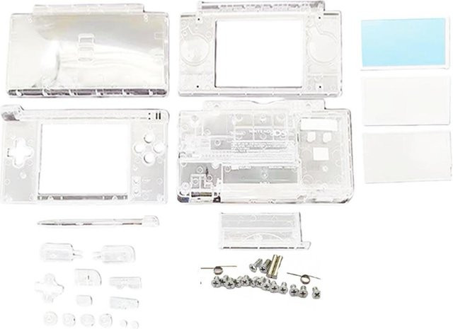 Nintendo DS Lite NDSL Ersatzgehäuse-Kit mit Tasten und Schrauben in Weiß und Transparent - Bild 1