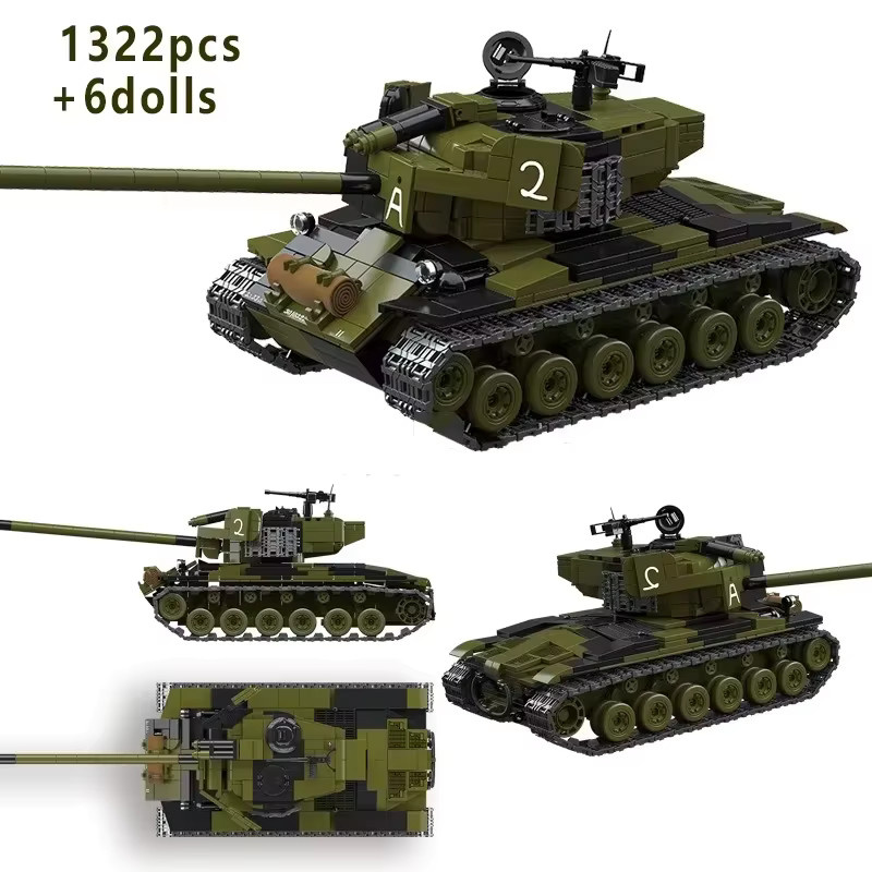 XMWL US Army T26E4 Super Pershing Heavy Tank Building Model, Militärfahrzeugsteine, 1322 Stück, ab 14 Jahren - Bild 2