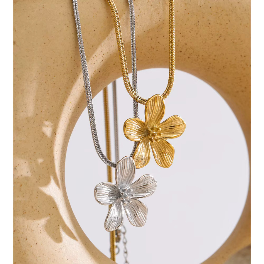 Yhpup Halsketten-Anhänger Edelstahl, Blumen, Unisex - Bild 1