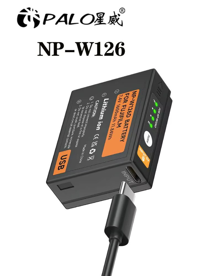 PALO USB Akku NP-W126S NP-W126 für Fujifilm Fuji X100F X-PRO1 X-PRO2 X-A1 X-A2 X-A3 X-A10 X-E1 X-E2 X-E2S X-E3 X-M1 X-T1 X-T2 X-T10 in Schwarz mit USB-C Anschluss - Bild 3
