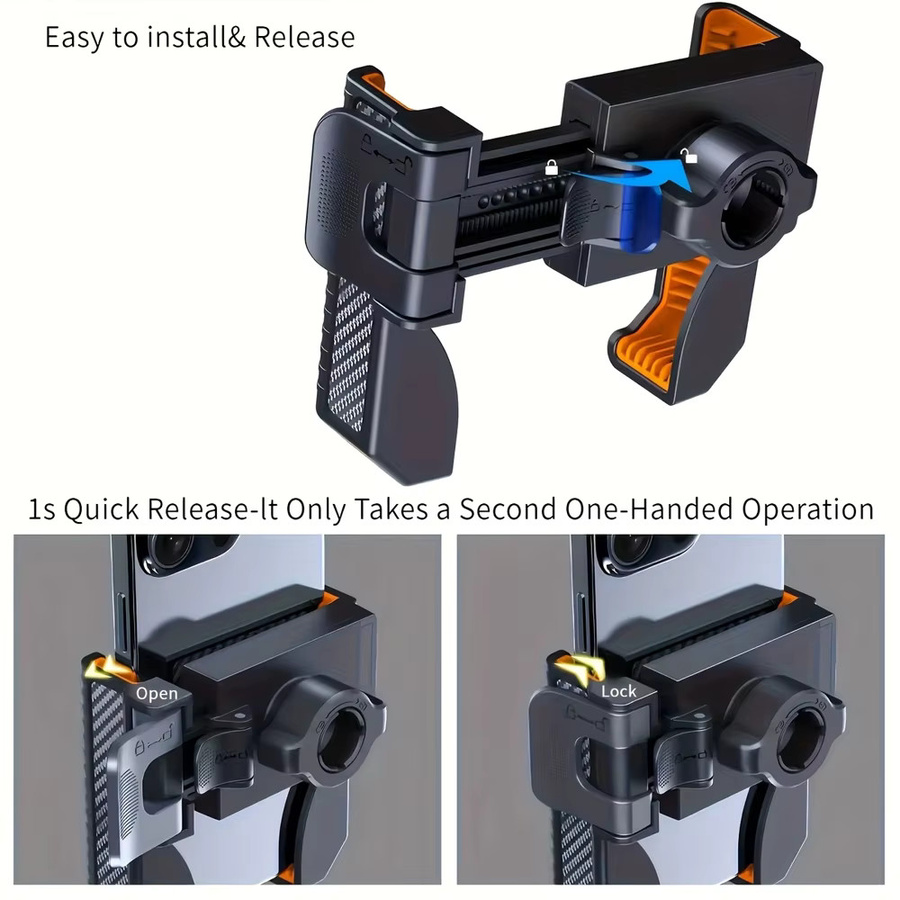 Homhu Universal Motorrad Telefon Halter mit Quick Lock Design für iPhone und Smartphones von 4,7 bis 7 Zoll in Orange oder Schwarz - Bild 3