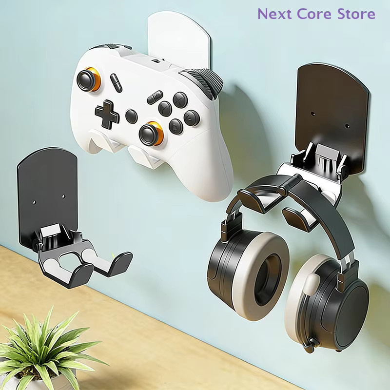 Wandmontierte Halterung für Game-Controller und Gaming-Headset, Controller-Aufbewahrungsregal mit einfacher Installation ohne Bohren, Schwarz - Bild 2