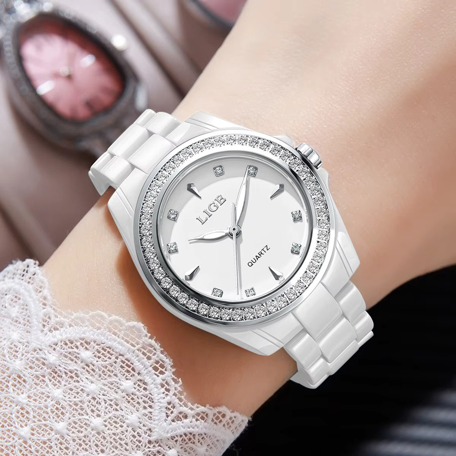 LIGE TOP Armbanduhr, Quarz, Keramik, Diamantbesetzt, Damen - Bild 3