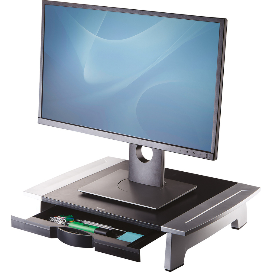 Fellowes Monitorständer Office Suites Standard mit Schublade in Schwarz und Silber - Bild 4