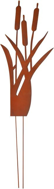 Relaxdays Gartenstecker Schilf aus Stahl in Braun, wetterfest, Höhe: 120 cm, Breite: 35 cm - Bild 1