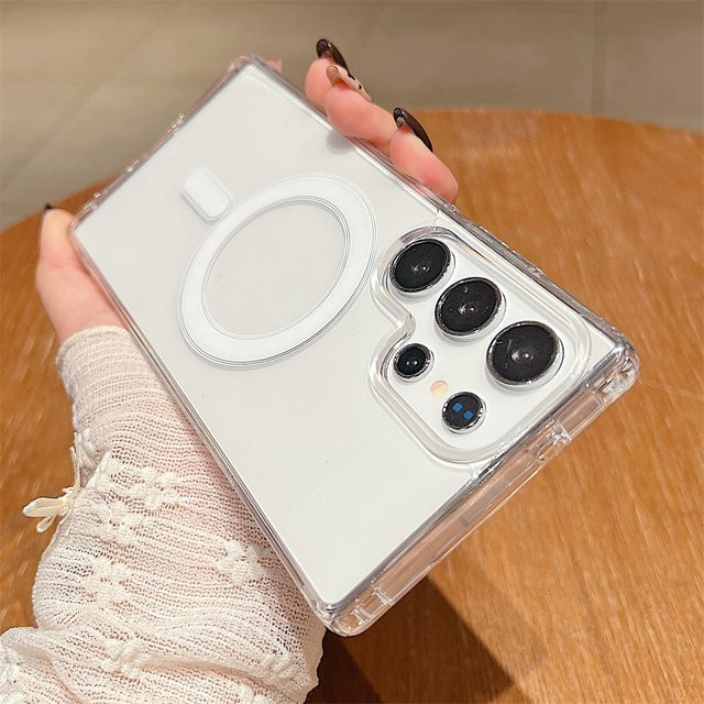 TEXT ME Magnetische Magsafe Hülle für Samsung Galaxy S25 S24 S23 S22 S21 Ultra Plus FE stoßfest und transparent - Bild 1