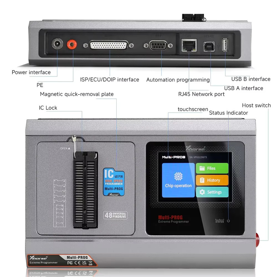 Xhorse Multi Prog ECU TCU Programmiergerät mit SOP44 TSOP48 EEPROM und MQB48 lötfreien Adaptern - Bild 4