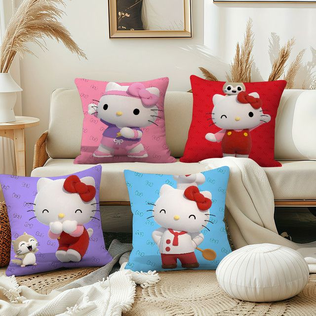 Sanrio K-Kitty Kissenbezug mit süßem Kawaii Cartoon Katzen-Design für Sofa und Wohnzimmer - Bild 1