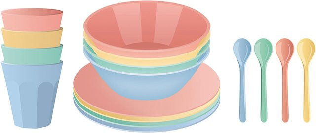 Koziol Geschirrset Nora Set Macarons aus Melamin in Multicolour, 16-teiliges Dinner-Service, stapelbar - Bild 1