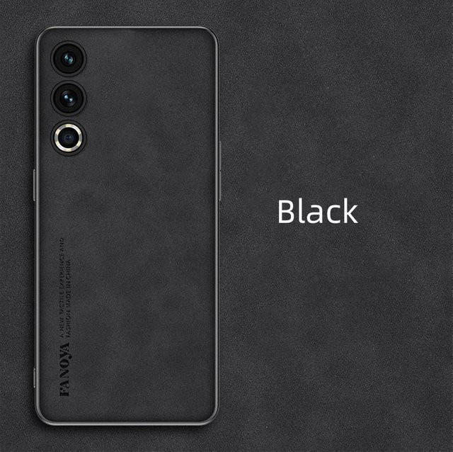 Skinsheep Leder Hülle für Meizu 21 und Meizu 21 Pro, Mattes Silikon, Stoßfest, Schwarz - Bild 1