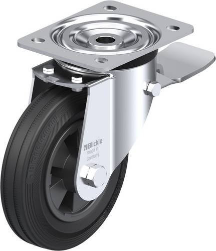 Blickle L-VPP 160R-ST Lenkrolle mit Feststeller in Schwarz und Silber, Rad-Durchmesser: 16 cm, Tragfähigkeit: 135 kg - Bild 1