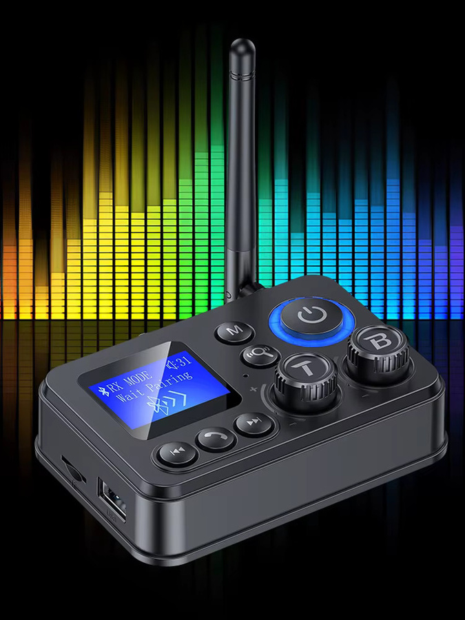 Kebidu Bluetooth 5.4 Empfänger und Sender mit LCD Display, Wireless Audio Adapter in Schwarz mit Unterstützung für AUX, Coaxial, Optisch, TF und U-Disk für TV, PC und Lautsprecher - Bild 7