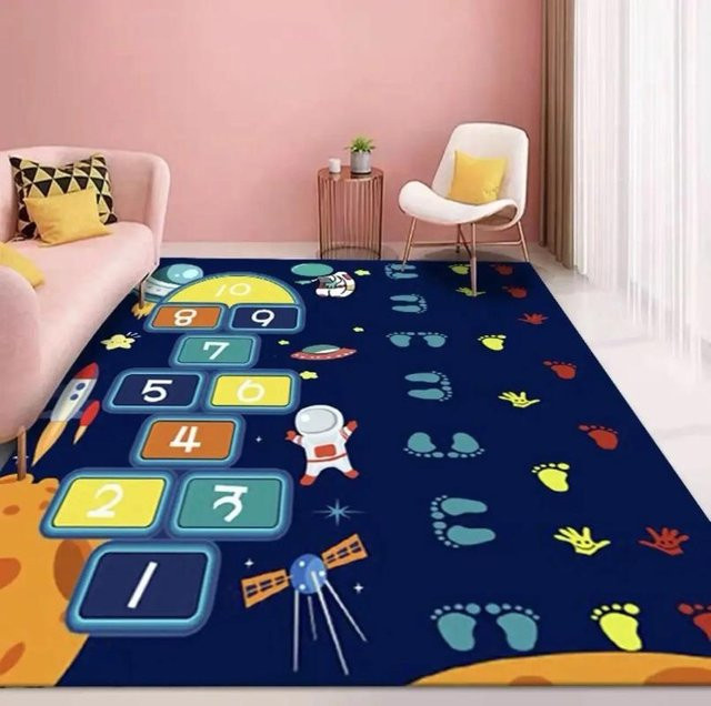 Lodestar Kinderteppich Weltraumabenteuer mit Astronauten- und Raketenmuster, Blau, B/T: 60 x 40 cm - Bild 1