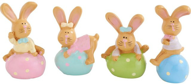 VBS Hasen auf Ei 4er-Set aus Polyresin in bunt für Ostern - Bild 1
