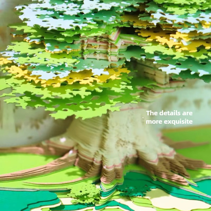 3D-Notizblock 2026 Kalender Desktop-Dekor Sakura Baumhaus in Multicolour - Bild 5