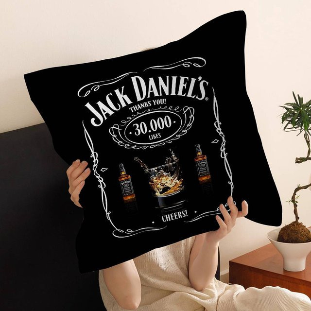 JMG Clothing Jack Daniels Logo Kissenbezug in Schwarz, B/B: 35 x 35 cm - Bild 1