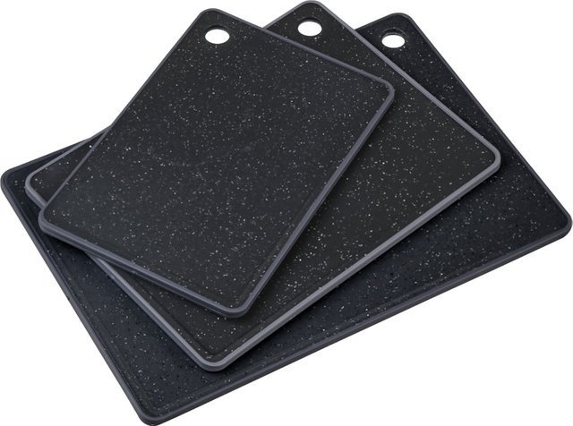 Kesper 3er Set Schneidebretter aus Kunststoff in Schwarz mit Saftrinne und rechteckiger Form - Bild 2