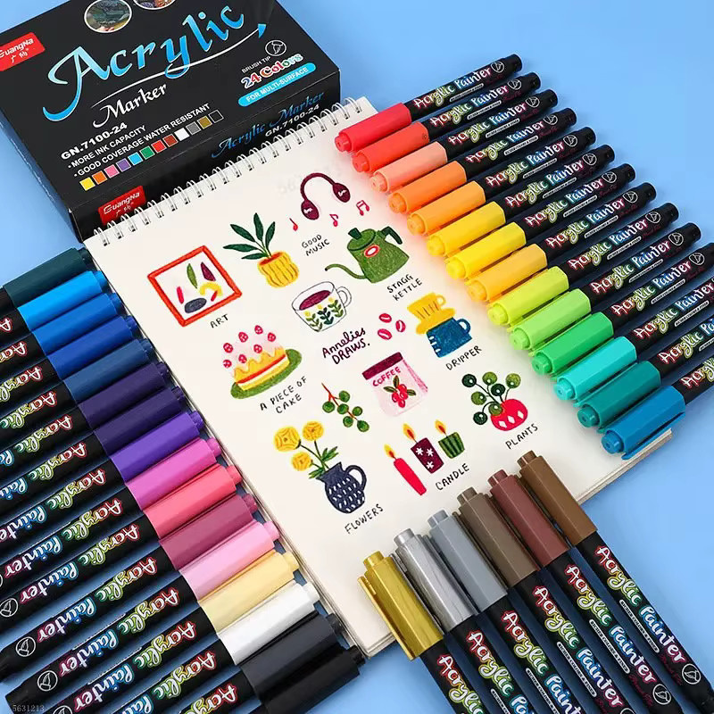 Acrylmarker Set mit 12 bis 60 Farben für DIY-Projekte auf Stoff, Leinwand, Stein, Metall und Keramik - Bild 2