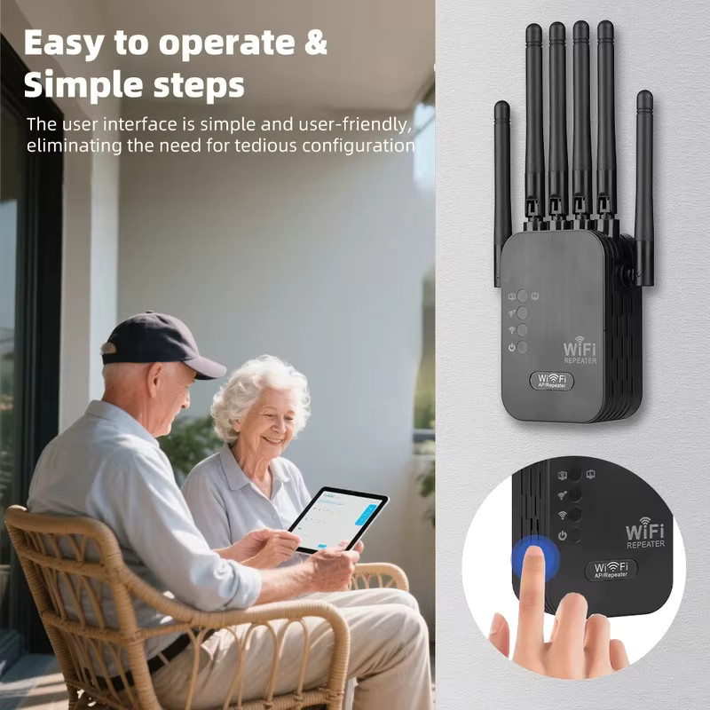 Regaton Dual-Band WLAN-Verstärker AC1200/AC300 Wi-Fi 5 Repeater in Schwarz - Bild 2