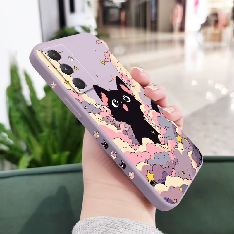 Bunte Wolke und Katze Handyhülle für Samsung Galaxy A-Serie (A17, A56, A55, A35, A25, A15, A05, A05S, A54, A34, A24, A14, A04, A04S, A04E) 4G/5G in Mehrfarbig - Bild 3