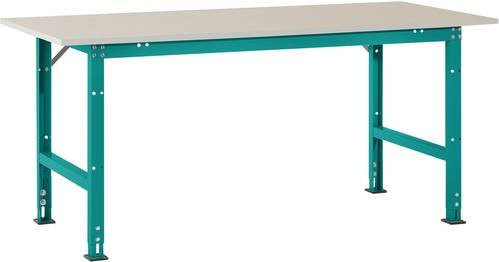 Manuflex Packtisch PACKPOOL Standard mit Melaminplatte in Wasserblau, B/T/H: 150 x 80 x 76-87 cm - Bild 1