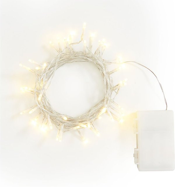 VBS Outdoor Mini LED Lichterkette mit Timer und 50 LEDs in Weiß und Transparent für Garten und Balkon - Bild 1