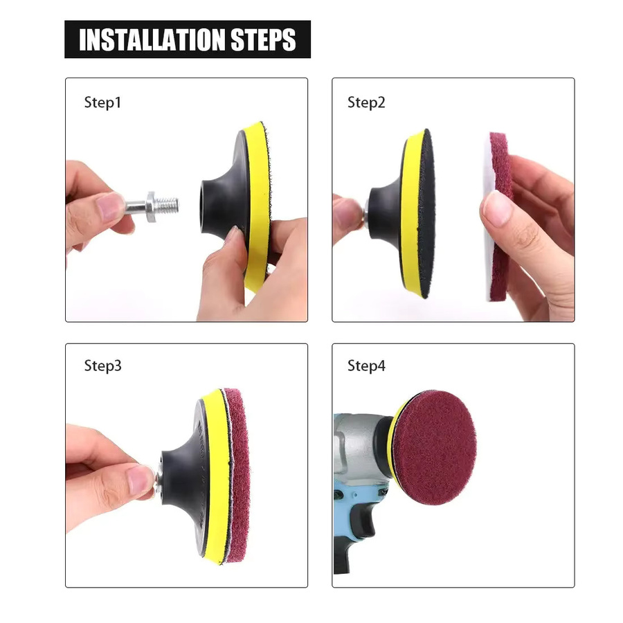 VIBRATITE 5-Zoll-Bohrmaschinen-Reinigungsset mit Bürsten und Scheuerschwämmen für Bad und Küche, mehrfarbig - Bild 5