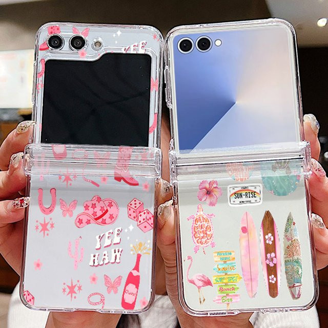 Samsung Galaxy Z Flip Handyhülle mit Liebe Herz Blumendruck in Transparent als Hard Cover für Samsung Galaxy Z Flip 7 6 5 4 3 5G - Bild 1