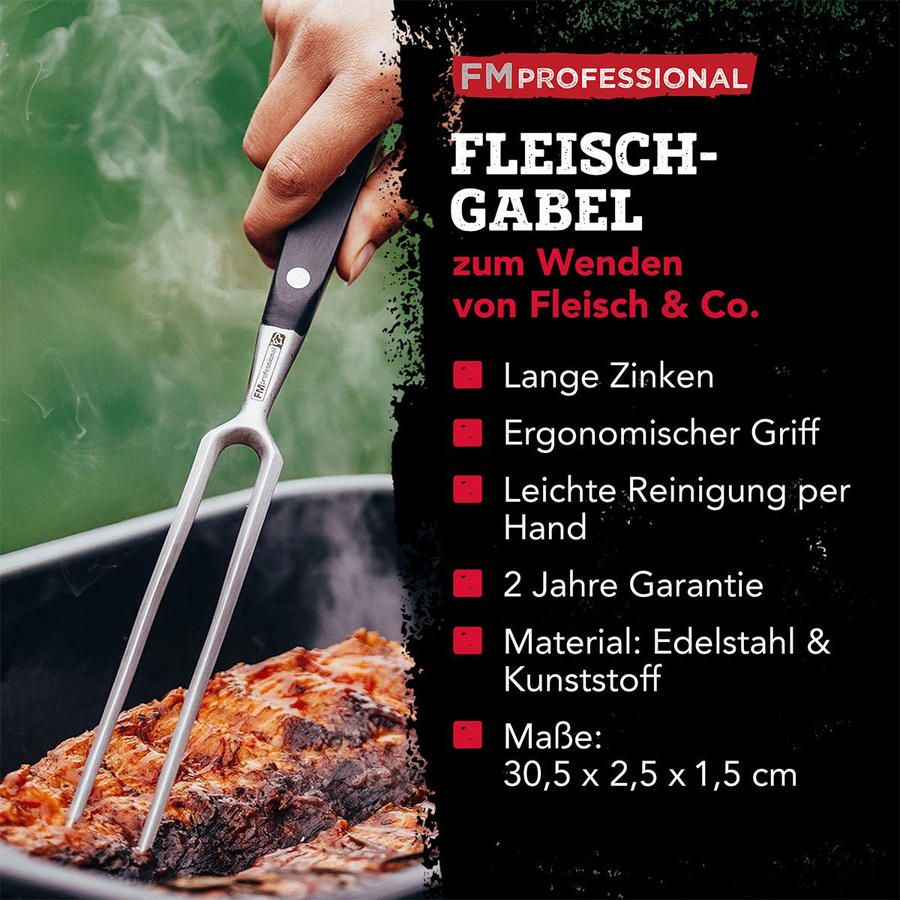FMprofessional Fleischgabel aus Edelstahl in Silber, Länge: 30,5 cm - Bild 3