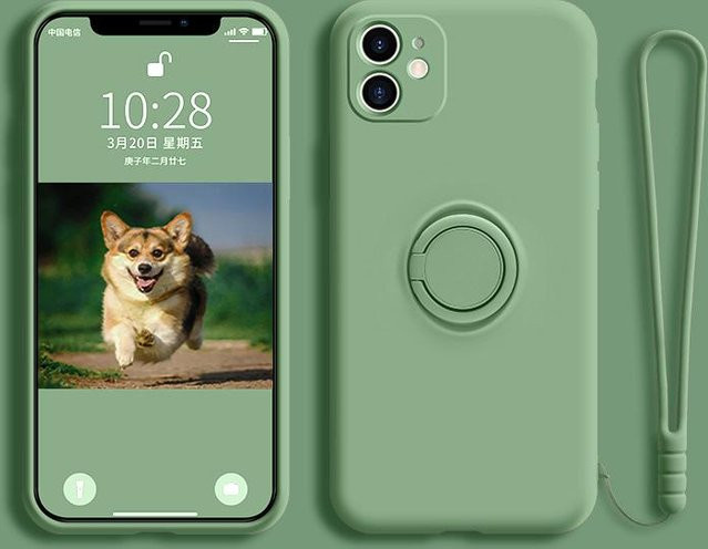 Magnetische Silikon Schutzhülle mit Ringhalter für Samsung Galaxy S21 Ultra S22 Plus Note 20 S20 FE S10 A51 A71 A50 in Grün - Bild 1