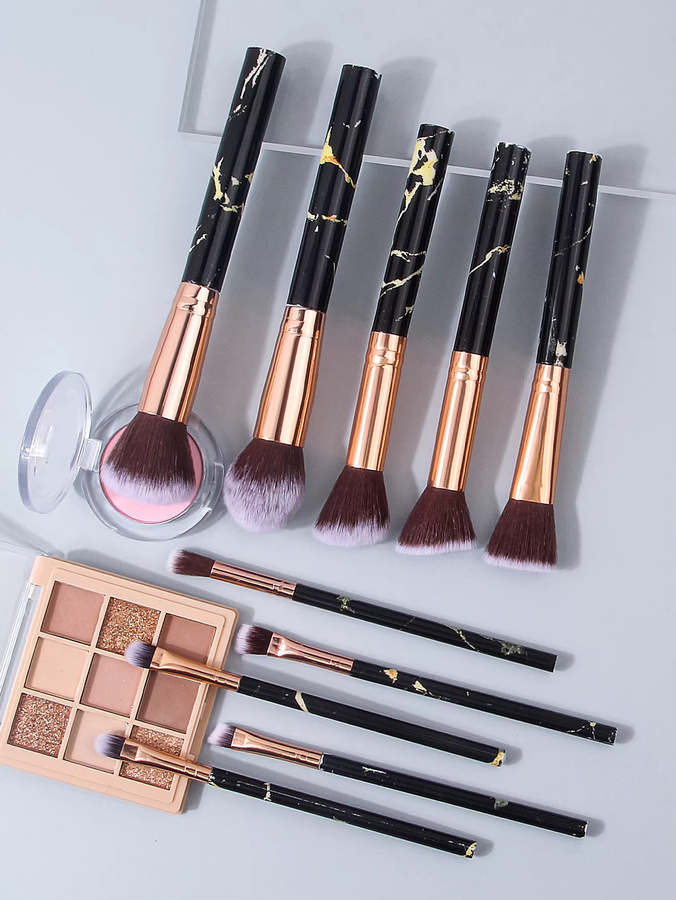 KOSSHOW Make-up Pinsel Set mit Schwämmen und Aufbewahrungstasche, Unisex - Bild 4