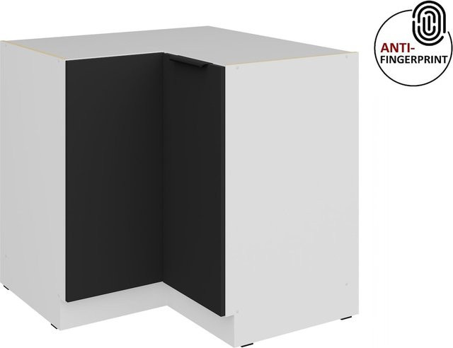 Küchen Eckschrank ARIA Schwarz matt Anti Fingerprint B/T: 90 x 90 cm - Bild 1
